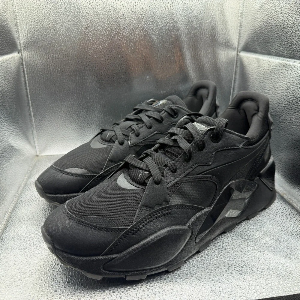 Size 13 Puma RS-XL Diamond Forever All‎ Triple Black Gray Mens Shoes 392401-02